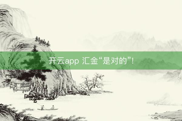 开云app 汇金“是对的”!