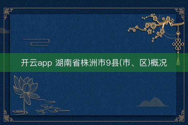 开云app 湖南省株洲市9县(市、区)概况