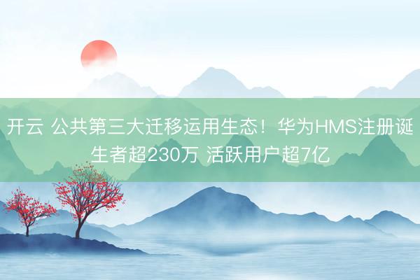 开云 公共第三大迁移运用生态！华为HMS注册诞生者超230万 活跃用户超7亿