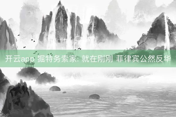 开云app 掘特务索家: 就在刚刚 菲律宾公然反华
