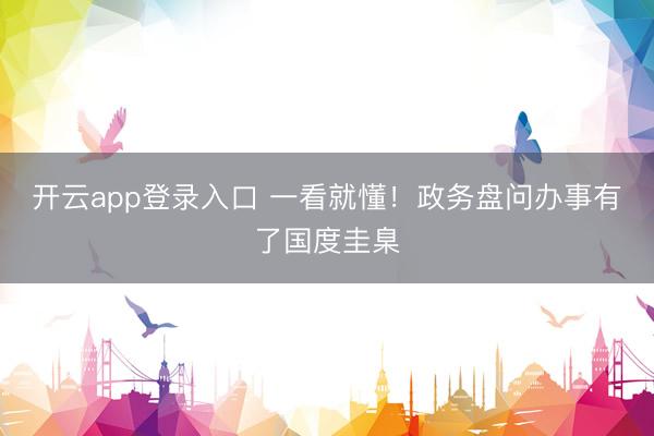开云app登录入口 一看就懂!政务盘问办事有了国度圭臬