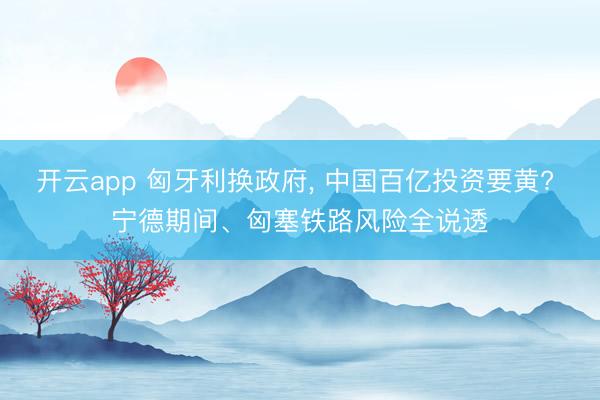 开云app 匈牙利换政府， 中国百亿投资要黄? 宁德期间、匈塞铁路风险全说透