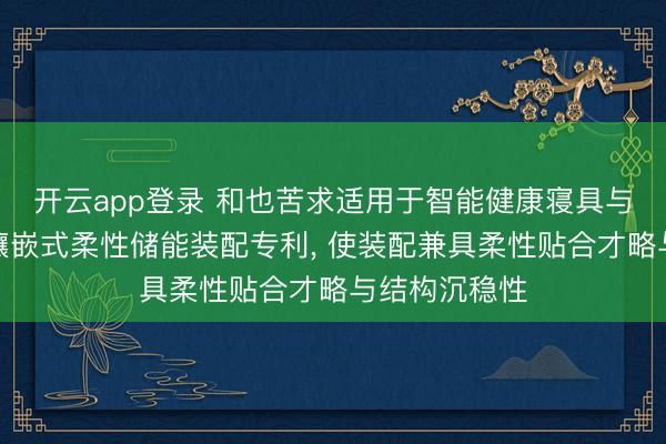 开云app登录 和也苦求适用于智能健康寝具与衣着勾引的镶嵌式柔性储能装配专利， 使装配兼具柔性贴合才略与结构沉稳性